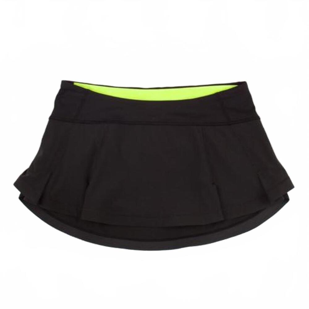 LULULEMON NWT Black Athletic Tennis Skirt Neon Lining SIZE 4 ATHLEISURE SPORTY